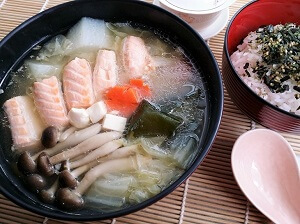 salmon belly miso soup