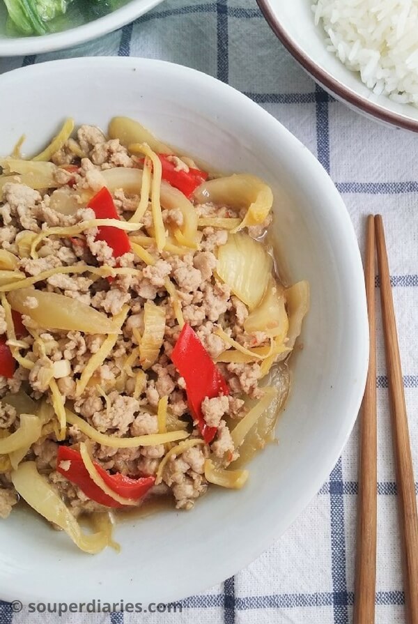 Stir fry pork with salted vegetables