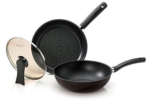 Happycall 5 Layer Diamond Nonstick Pan and Wok 3-piece Set