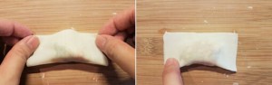 fold wonton into half