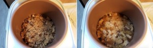 pour rice into rice cooker
