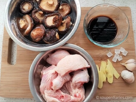 ingredients-for-braised-chicken-with-mushrooms