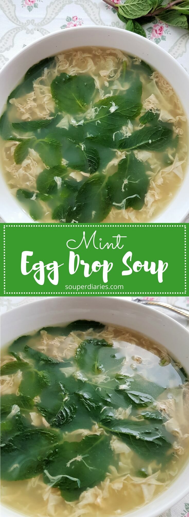 Simple egg drop soup recipe with mint