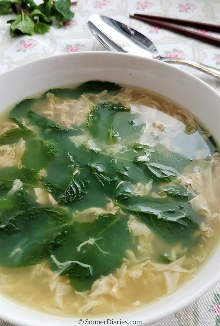 Mint egg soup