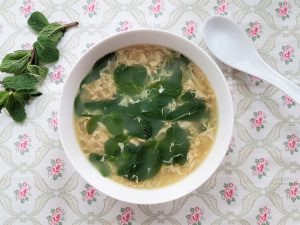 Mint egg drop soup