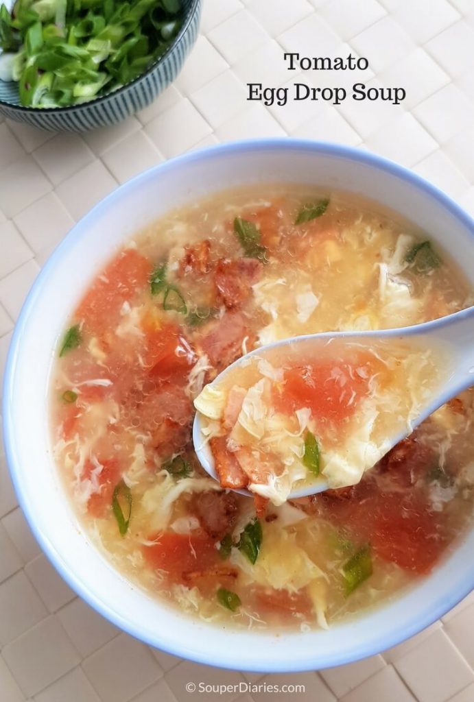 Tomato Egg Drop Soup Recipe with Bacon Souper Diaries