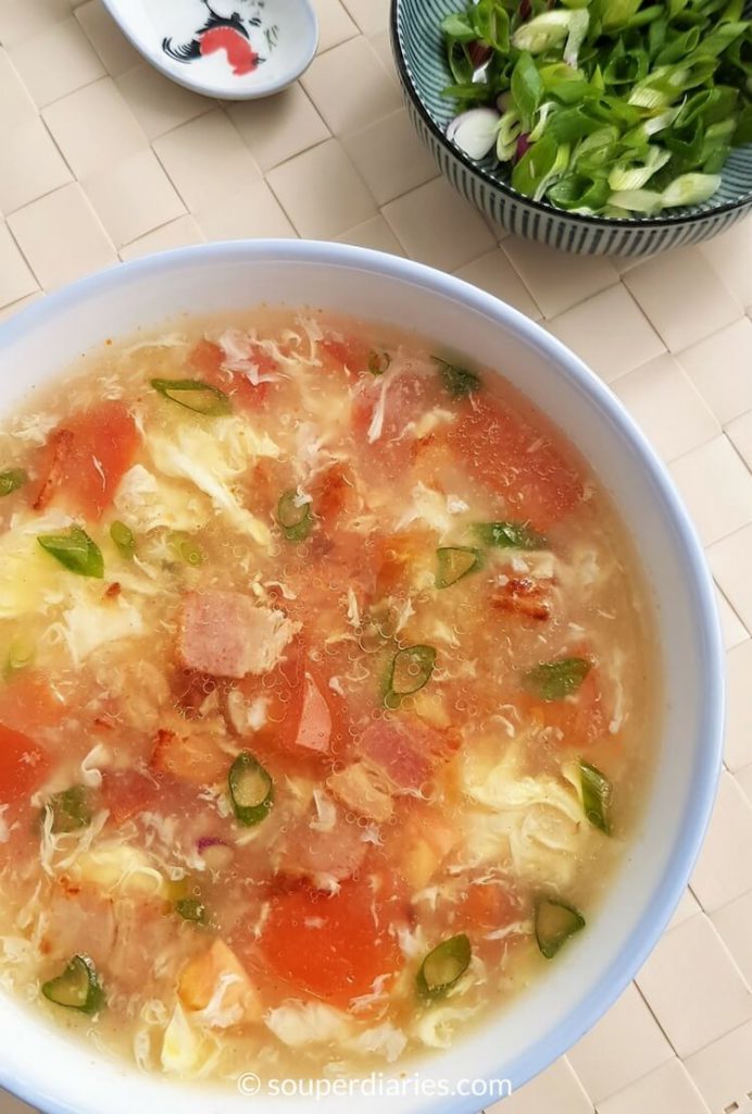 Tomato Egg Drop Soup Recipe with Bacon Souper Diaries