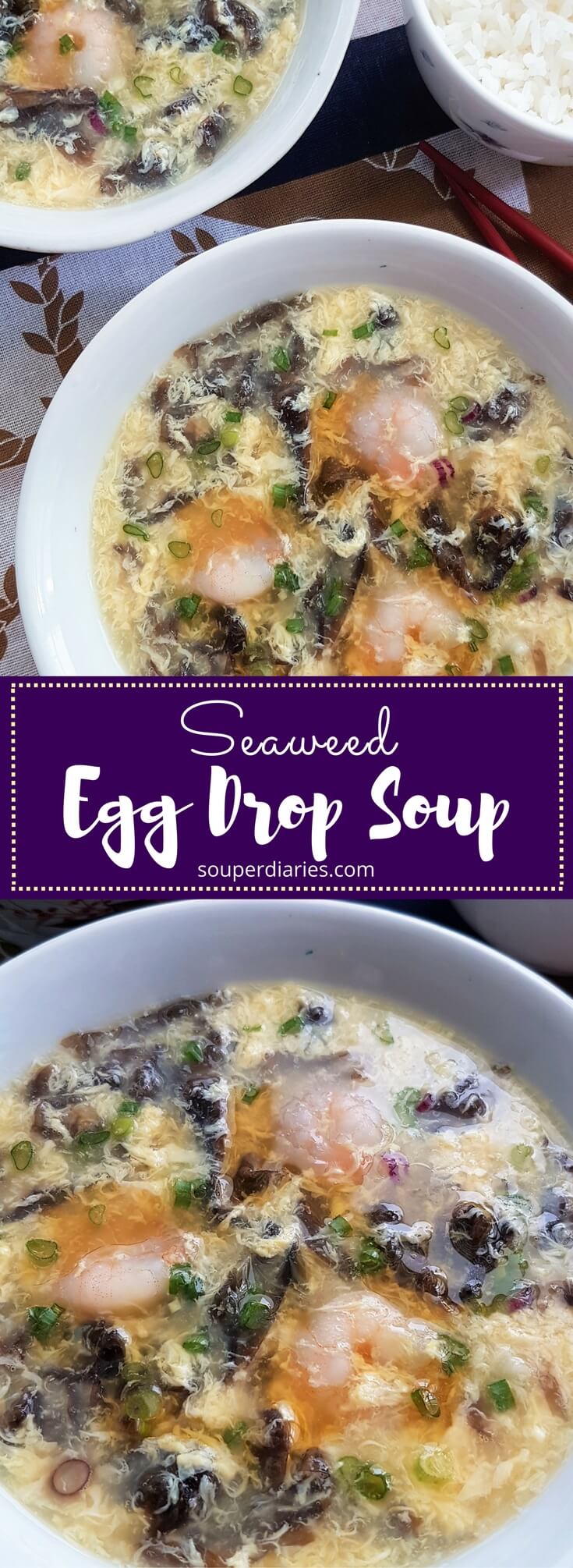 Simple egg drop soup recipe with seaweed