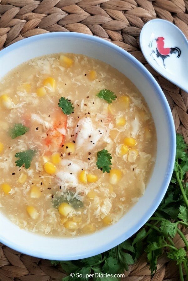 Chinese Egg Drop Soup Recipe with Prawns and Corn - Souper Diaries