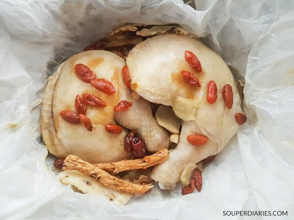 steamed Chinese herbal chicken