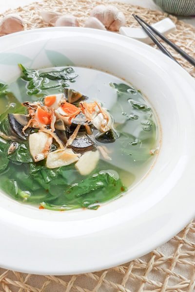 Spinach Soup with Salted Egg & Century Egg - Souper Diaries