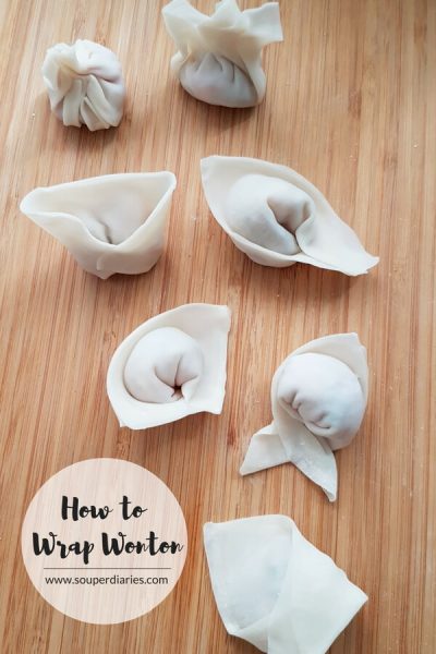 How To Wrap Wontons Purse Ingot Fish More Souper Diaries   How To Wrap Wonton 400x600 