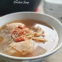 Ginseng chicken soup with ginseng beard and goji berries